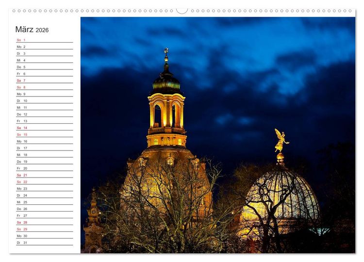 Produktbild: Dresden - Die Frauenkirche (hochwertiger Premium Wandkalender 2026 DIN A2 quer), Kunstdruck in Hochglanz
