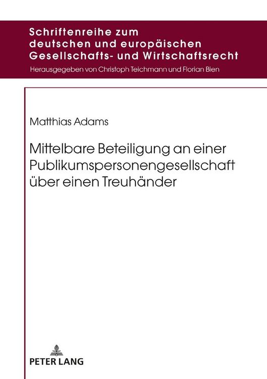 Produktbild: Mittelbare Beteiligung an einer Publikumspersonengesellschaft &uuml;ber einen Treuh&auml;nder