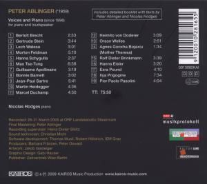 Produktbild: Hodges, N: Voices And Piano