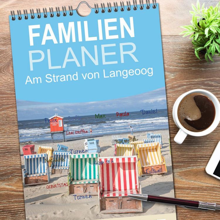 Produktbild: Familienplaner 2026 - Am Strand von Langeoog mit 5 Spalten (Wandkalender, 21 x 45 cm) CALVENDO