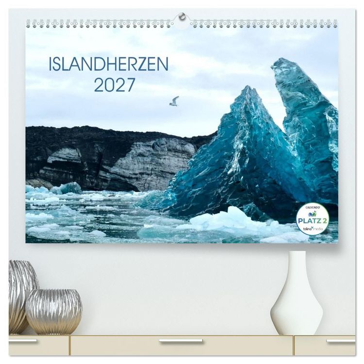 Produktbild: Islandherzen (hochwertiger Premium Wandkalender 2027 DIN A2 quer), Kunstdruck in Hochglanz
