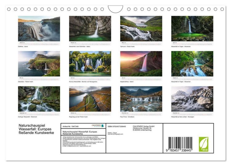 Produktbild: Naturschauspiel Wasserfall: Europas flie&szlig;ende Kunstwerke (Wandkalender 2026 DIN A4 quer), CALVENDO Monatskalender