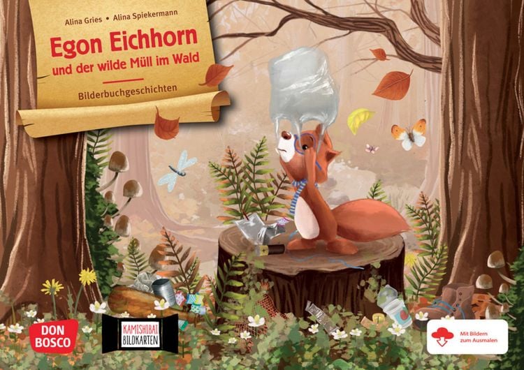 Produktbild: Egon Eichhorn und der wilde M&uuml;ll im Wald. Kamishibai Bildkartenset