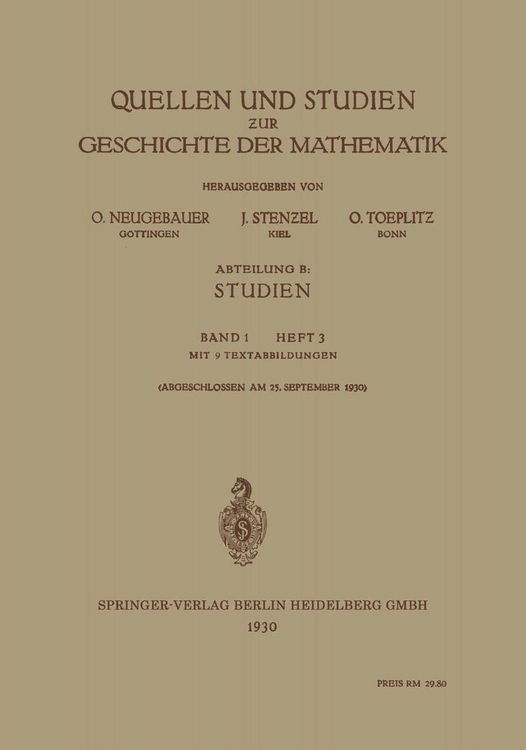 Produktbild: Quellen und Studien zur Geschichte der Mathematik