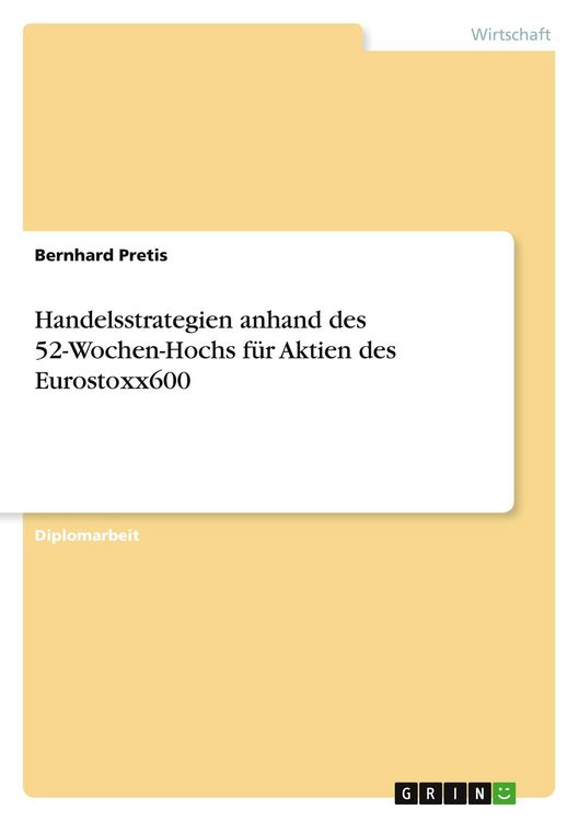 Produktbild: Handelsstrategien anhand des 52-Wochen-Hochs f&uuml;r Aktien des Eurostoxx600