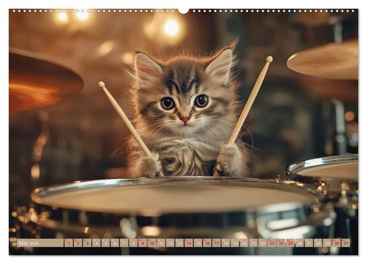 Produktbild: Miau-sikalische Momente (hochwertiger Premium Wandkalender 2026 DIN A2 quer), Kunstdruck in Hochglanz