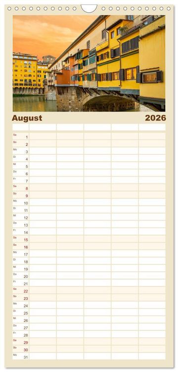 Produktbild: Familienplaner 2026 - Florenz - Impressionen mit 5 Spalten (Wandkalender, 21 x 45 cm) CALVENDO