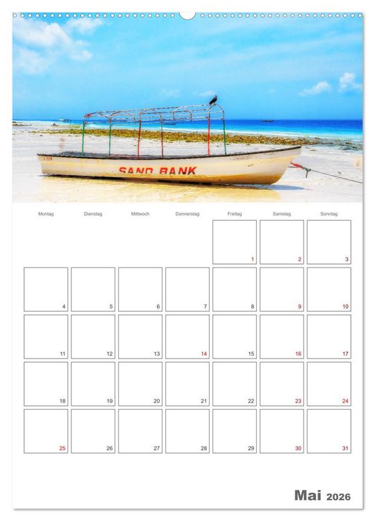 Produktbild: Sansibar - Traumreiseziel (Wandkalender 2026 DIN A2 hoch), CALVENDO Monatskalender