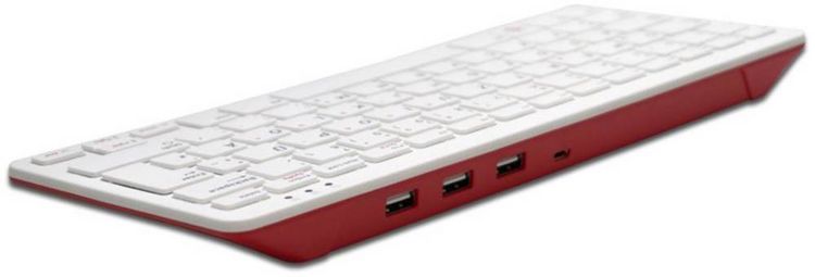Produktbild: Raspberry Pi&reg; RPI-KEYB (US)-RED/WHITE USB Tastatur US-Englisch, QWERTY Wei&szlig;, Rot USB-Hub