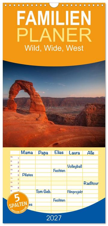 Produktbild: Familienplaner 2027 - Wild, Wide, West mit 5 Spalten (Wandkalender, 21 x 45 cm) CALVENDO