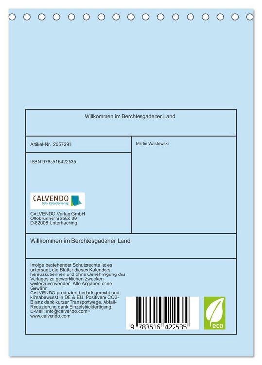 Produktbild: Willkommen im Berchtesgadener Land (Tischkalender 2026 DIN A5 hoch), CALVENDO Monatskalender