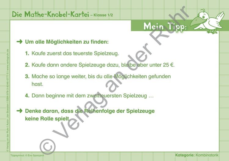 Produktbild: Die Mathe-Knobel-Kartei &ndash; Klasse 1/2