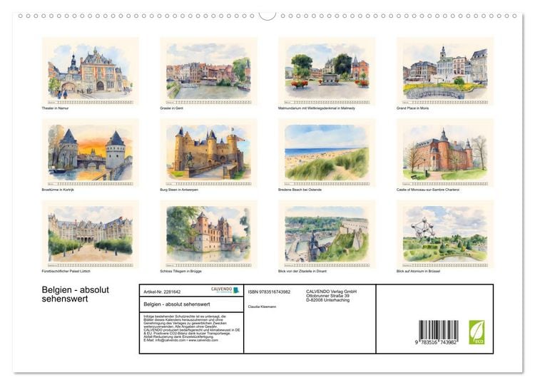Produktbild: Belgien - absolut sehenswert (hochwertiger Premium Wandkalender 2026 DIN A2 quer), Kunstdruck in Hochglanz