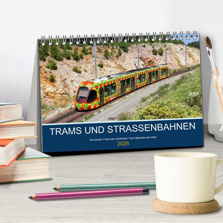 Produktbild: Trams und Stra&szlig;enbahnen (Tischkalender 2026 DIN A5 quer), CALVENDO Monatskalender