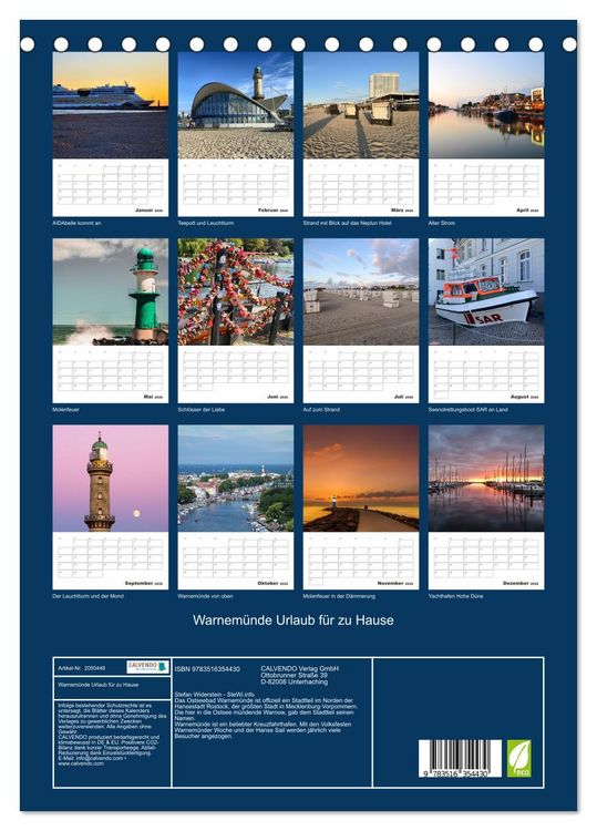 Produktbild: Warnem&uuml;nde Urlaub f&uuml;r zu Hause (Tischkalender 2026 DIN A5 hoch), CALVENDO Monatskalender