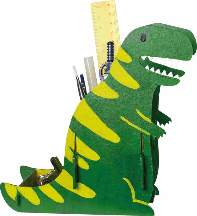 Produktbild: PEBARO 477/3 - Holzbausatz Stiftehalter Dinosaurier, Laser cut Bastelset