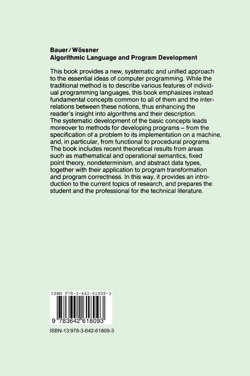 Produktbild: Algorithmic Language and Program Development
