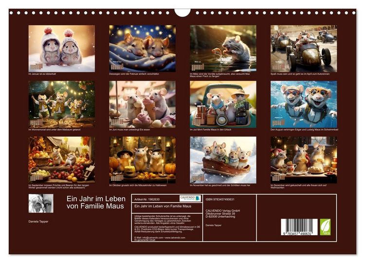 Produktbild: Ein Jahr im Leben von Familie Maus (Wandkalender 2026 DIN A3 quer), CALVENDO Monatskalender