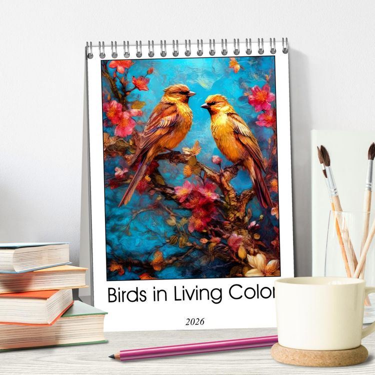 Produktbild: Birds in Living Color (Desk Calendar 2026 DIN A5 portrait), CALVENDO 12 Month DeskCalendar