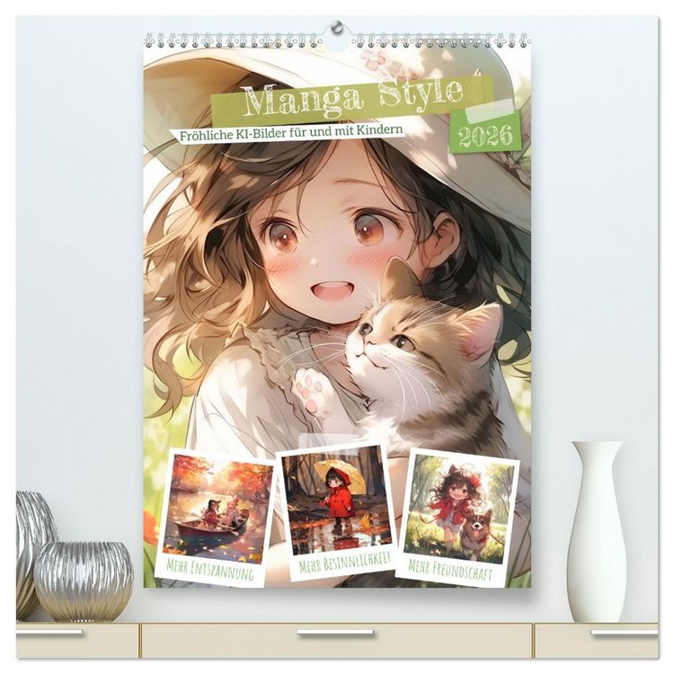 Produktbild: Manga Style Kinder (hochwertiger Premium Wandkalender 2026 DIN A2 hoch), Kunstdruck in Hochglanz