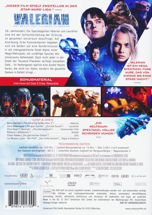 Produktbild: Valerian - Die Stadt der tausend Planeten
