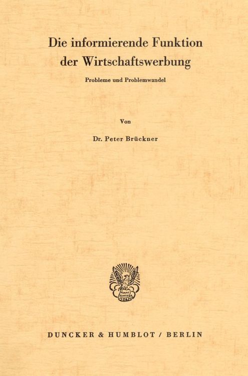 Produktbild: Die informierende Funktion der Wirtschaftswerbung.