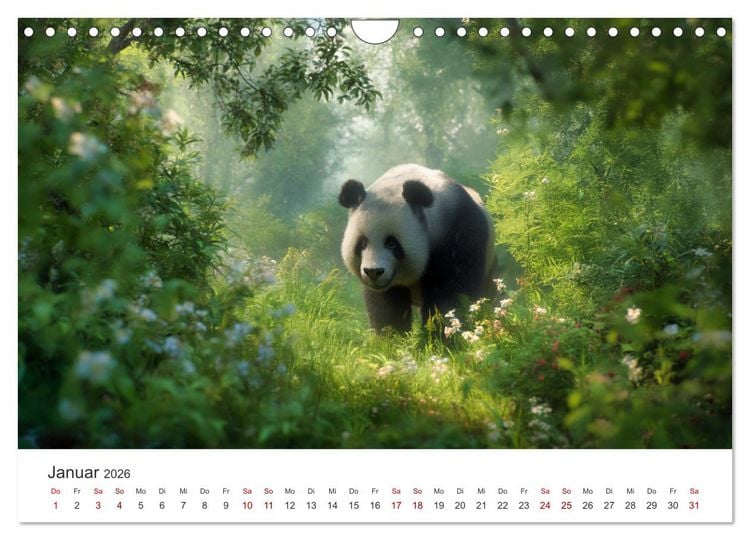 Produktbild: Schwarz auf Wei&szlig; - Der Panda-Kalender (Wandkalender 2026 DIN A4 quer), CALVENDO Monatskalender