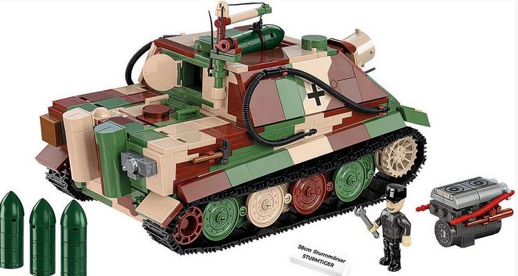 Produktbild: COBI Historical Collection 2585 - Sturmm&ouml;rser Sturmtiger 38cm, Panzer, WWII, 1:28 Bausatz, 1100 Klemmbausteine, 1 x Spielfigur