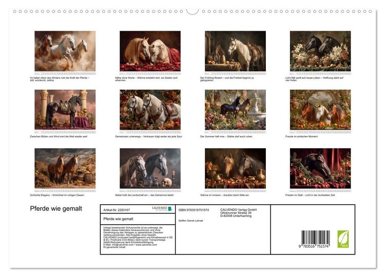 Produktbild: Pferde wie gemalt (hochwertiger Premium Wandkalender 2027 DIN A2 quer), Kunstdruck in Hochglanz