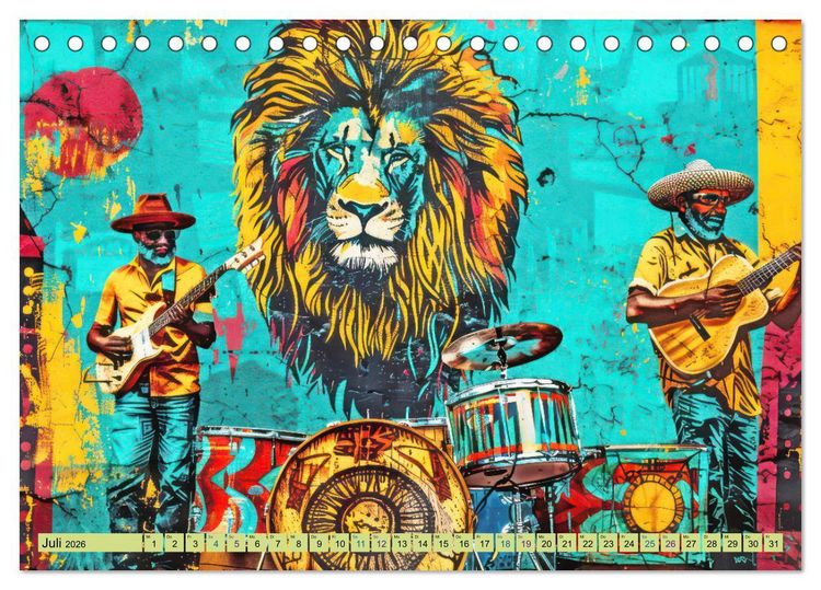 Produktbild: Musikanten im Pop-Art Stil (Tischkalender 2026 DIN A5 quer), CALVENDO Monatskalender