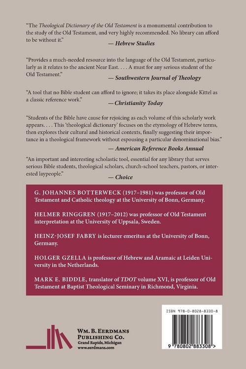 Produktbild: Theological Dictionary of the Old Testament, Volume XVI
