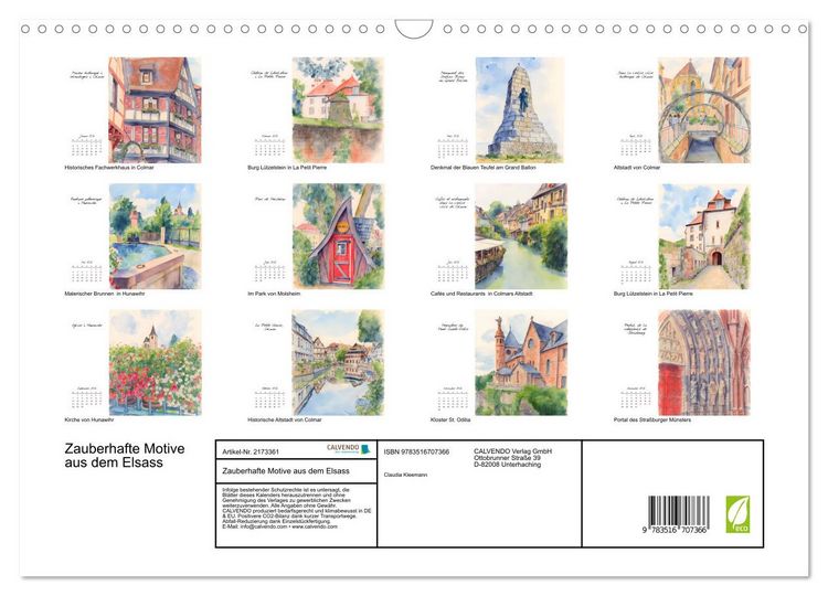 Produktbild: Zauberhafte Motive aus dem Elsass (Wandkalender 2026 DIN A3 quer), CALVENDO Monatskalender