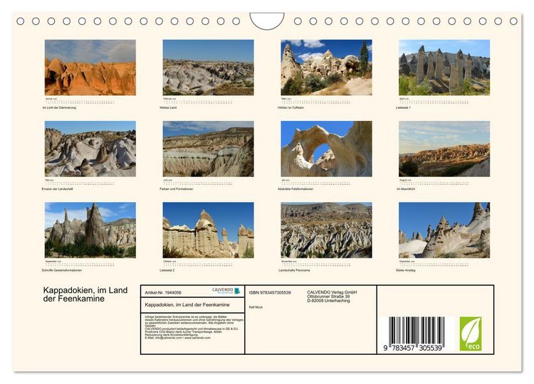 Produktbild: Kappadokien, im Land der Feenkamine (Wandkalender 2026 DIN A4 quer), CALVENDO Monatskalender