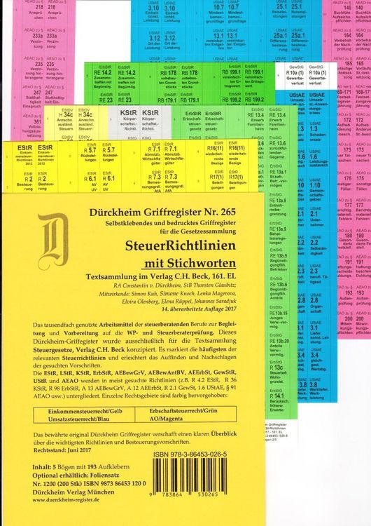 Produktbild: Glaubitz, T: SteuerRichtlinien Griffreg. Nr. 265 (2017/18)