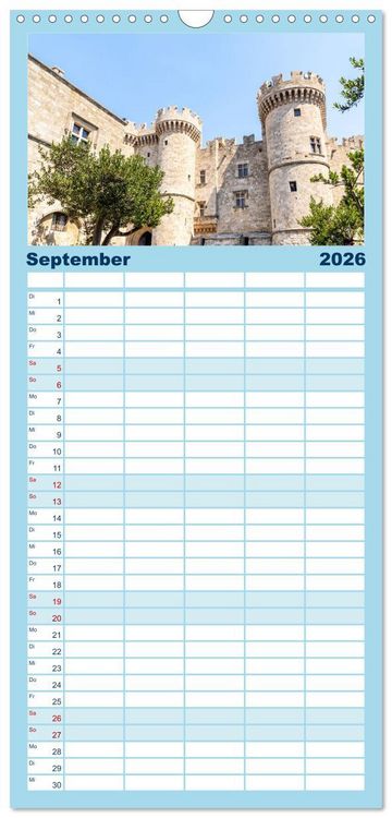 Produktbild: Familienplaner 2026 - Rhodos - eine Insel zum Verlieben mit 5 Spalten (Wandkalender, 21 x 45 cm) CALVENDO