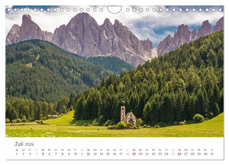Produktbild: S&uuml;dtirol - Land der Berge und Seen (Wandkalender 2026 DIN A4 quer), CALVENDO Monatskalender