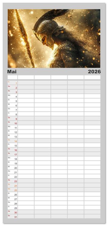 Produktbild: Familienplaner 2026 - G&ouml;tterfunken mit 5 Spalten (Wandkalender, 21 x 45 cm) CALVENDO