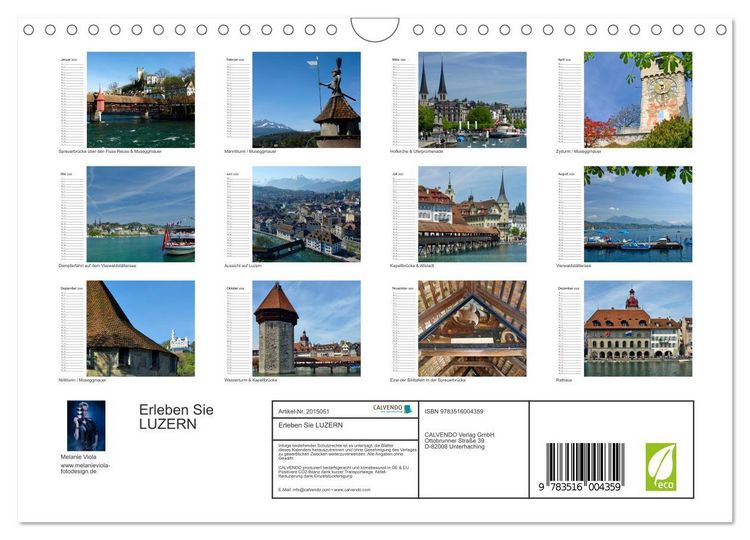 Produktbild: Erleben Sie LUZERN (Wandkalender 2026 DIN A4 quer), CALVENDO Monatskalender