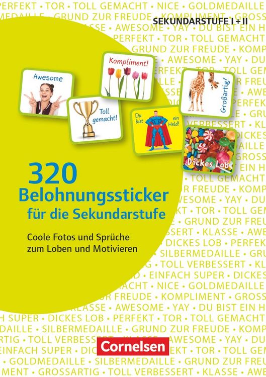 Produktbild: 320 Belohnungssticker f&uuml;r die Sekundarstufe - Coole Fotos und Spr&uuml;che zum Loben und Motivieren