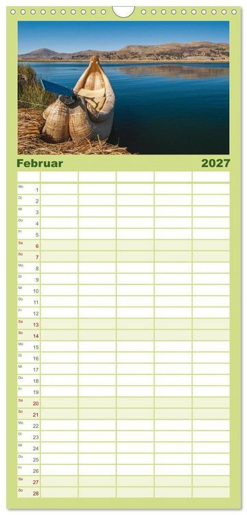 Produktbild: Familienplaner 2027 - Geheimnisvolles Peru mit 5 Spalten (Wandkalender, 21 x 45 cm) CALVENDO