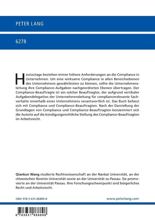 Produktbild: Die k&uuml;ndigungsrechtliche Stellung des Complaince-Beauftragten