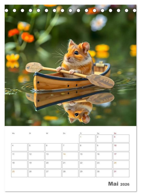 Produktbild: Adventure Hamster - Sportliche KI Hamster pr&auml;sentieren den Abenteuer-Sport (Tischkalender 2026 DIN A5 hoch), CALVENDO Monatskalender