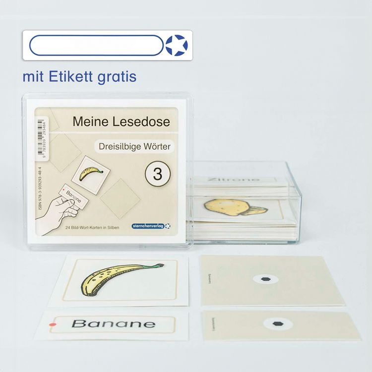 Produktbild: Meine Lesedose 3 - Dreisilbige W&ouml;rter - Jetzt neu mit Etikett zum Beschriften