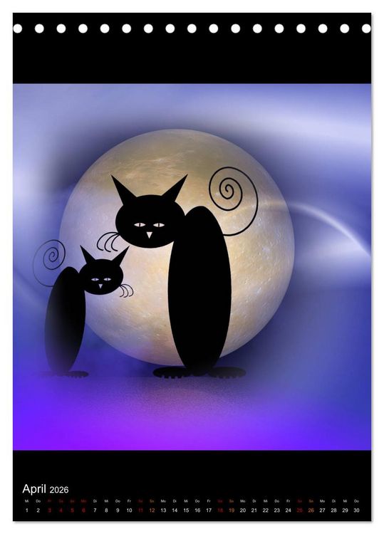 Produktbild: Mooncats - sie leben und sie tr&auml;umen (Tischkalender 2026 DIN A5 hoch), CALVENDO Monatskalender