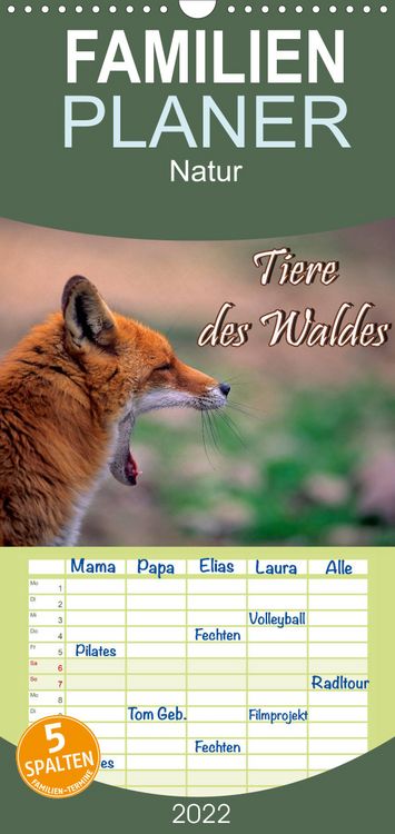 Produktbild: Familienplaner Tiere des Waldes (Wandkalender 2022 , 21 cm x 45 cm, hoch)