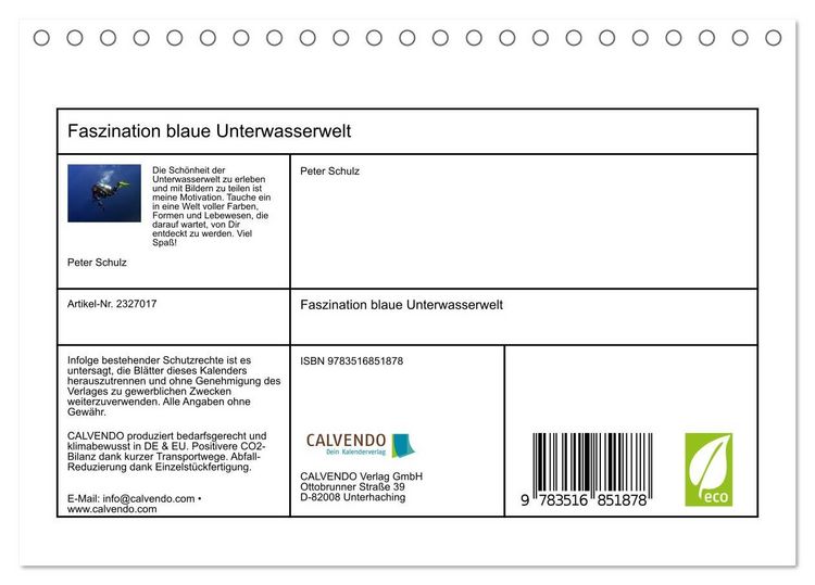 Produktbild: Faszination blaue Unterwasserwelt (Tischkalender 2027 DIN A5 quer), CALVENDO Monatskalender