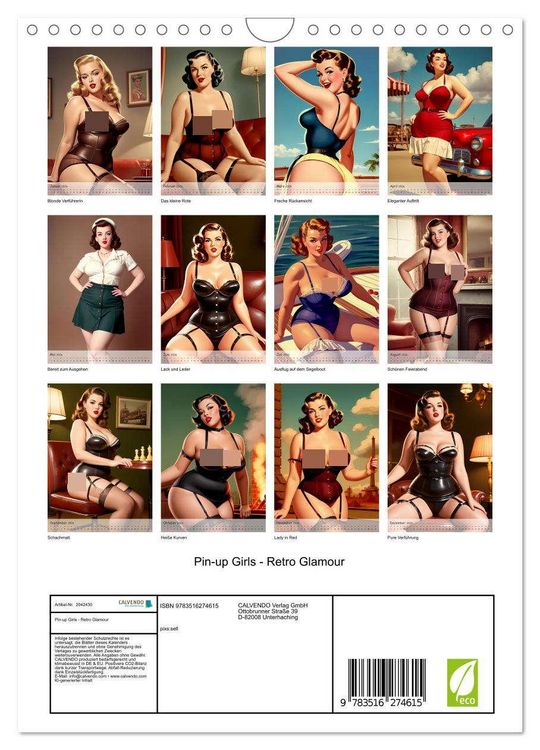 Produktbild: Pin-up Girls - Retro Glamour (Wandkalender 2026 DIN A4 hoch), CALVENDO Monatskalender