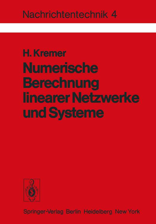 Produktbild: Numerische Berechnung linearer Netzwerke und Systeme
