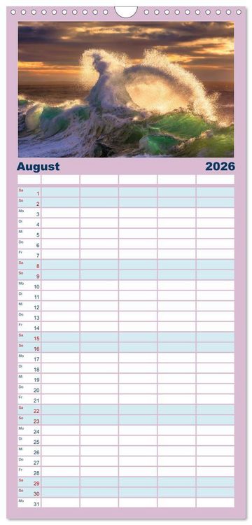 Produktbild: Familienplaner 2026 - Wellen Konzert mit 5 Spalten (Wandkalender, 21 x 45 cm) CALVENDO