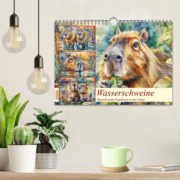 Produktbild: Wasserschweine. Bezaubernde Capybaras in der Natur (Wandkalender 2026 DIN A4 quer), CALVENDO Monatskalender